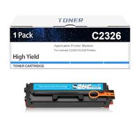 Cartuccia Toner C2326, Ricambio Compatibile Per Lexmark C2326 24B7495 24B7496 24B7497 24B7498, Per Stampanti C2326 XC2326, Senza Chip, 5500-6000 Pagine,Cyan-1 Pack