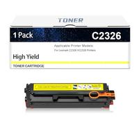 Cartuccia Toner C2326, Ricambio Compatibile Per Lexmark C2326 24B7495 24B7496 24B7497 24B7498, Per Stampanti C2326 XC2326, Senza Chip, 5500-6000 Pagine,Yellow-1 Pack