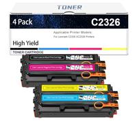 Cartuccia Toner C2326, Ricambio Compatibile Per Lexmark C2326 24B7495 24B7496 24B7497 24B7498, Per Stampanti C2326 XC2326, Senza Chip, 5500-6000 Pagine,4 Colors-1 Pack