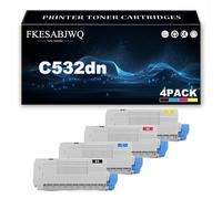 Cartuccia Toner C532dn, Compatibile 46490608 46490607 46490606 46490605 | per OKI C532dn C542dn MC573dn MC563dn Stampanti,4 Colors-1 Pack