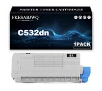 Cartuccia Toner C532dn, Compatibile 46490608 46490607 46490606 46490605 | per OKI C532dn C542dn MC573dn MC563dn Stampanti,Black-1 Pack