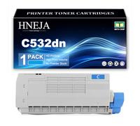 Cartuccia Toner C532dn, Compatibili 46490605 46490606 46490607 46490608 | per OKI MC563dn MC573dn C532dn C542dn Stampante,Cyan-1 Pack