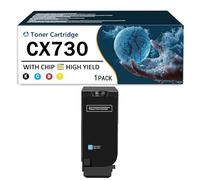 Cartuccia toner compatibile a 4 colori per Lexmark CX730, compatibile con stampanti laser CS730de CS735de CX730de CX735adse CX737adzse, nero giallo ciano magenta, con chip,Cyan-Low Yield