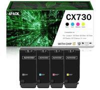Cartuccia toner compatibile CX730 per stampanti Lexmark CS730de CS735de CX730de CX735adse CX737adzse, per soddisfare le esigenze di stampa, con chip,4Color-Low Yield