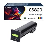 Cartuccia toner compatibile Lexmark, ad alta resa, adatta alle stampanti CS820de CS820dte CS820dtfe CX820de CX820dtfe CX825de CX825dte CX825dtfe CX860de, con chip,Black-Large Yield
