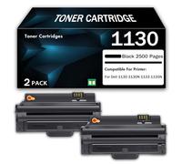 Cartuccia toner nera 1130 330-9523 con chip di ricambio per stampante laser Dell 1130 1130N 1133 1135N, stampa nitida, alta resa, facile aggiunta di polvere,Black-2PCS