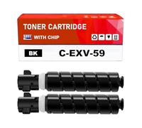 Cartuccia toner nero C-EXV59 compatibile con chip intelligente per Canon imageRUNNER ADVANCE C3320 C3326 C3525 C3530 - Alta resa (~30.000 pagine)(2-piece set in black)