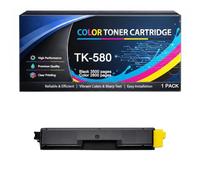Cartuccia Toner TK580 con Chip Compatibile per Kyocera TK 580 TK-580K TK-580C TK-580M TK-580Y Alta Capacità per ECOSYS P6021cdn FS-C5150DN Stampanti,Yellow-1pack