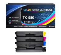 Cartuccia Toner TK580 con Chip Compatibile per Kyocera TK 580 TK-580K TK-580C TK-580M TK-580Y Alta Capacità per ECOSYS P6021cdn FS-C5150DN Stampanti,K/C/M/Y-4pack