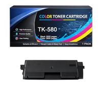 Cartuccia Toner TK580 con Chip Compatibile per Kyocera TK 580 TK-580K TK-580C TK-580M TK-580Y Alta Capacità per ECOSYS P6021cdn FS-C5150DN Stampanti,Black-1pack