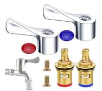 Cartuccia valvola rubinetto in ottone e ceramica con testa a leva in metallo per rubinetti auto filettatura G1/2 sostituzione standard per impianti idrici in casa e veicolo (segno acqua calda)