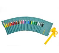 Cartucciera 24 Colori Astuccio Stoffa Acquamarina