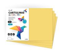 Cartulina de Colores, Cartulina A3, Folios Colores 180gr, Bloc cartulina colores intensos, Ideal para Manualidades, Imprimir tus Documentos y Diseños Creativos · m-office (50 Hojas, Marfil)