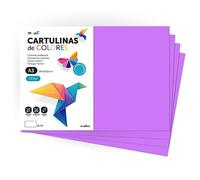 Cartulina de Colores, Cartulina A3, Folios Colores 180gr, Bloc cartulina colores intensos, Ideal para Manualidades, Imprimir tus Documentos y Diseños Creativos · m-office (50 Hojas, Lila)