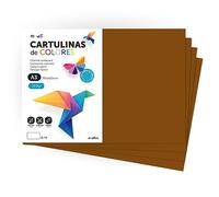 Cartulina de Colores, Cartulina A3, Folios Colores 180gr, Bloc cartulina colores intensos, Ideal para Manualidades, Imprimir tus Documentos y Diseños Creativos · m-office (25 Hojas, Marron)