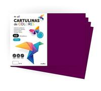 Cartulina de Colores, Cartulina A3, Folios Colores 180gr, Bloc cartulina colores intensos, Ideal para Manualidades, Imprimir tus Documentos y Diseños Creativos · m-office (200 Hojas, Morado)