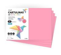 Cartulina de Colores, Cartulina A3, Folios Colores 180gr, Bloc cartulina colores pastel, Ideal para Manualidades, Imprimir tus Documentos y Diseños Creativos · m-office (100 Hojas, Rosa)