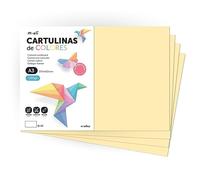 Cartulina de Colores, Cartulina A3, Folios Colores 180gr, Bloc cartulina colores pastel, Ideal para Manualidades, Imprimir tus Documentos y Diseños Creativos · m-office (100 Hojas, Crema)