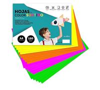 Cartulina de Colores, Cartulina A4 Colores Surtidos Fluor, Folios de Colores 180gr para Manualidades, Imprimir Documentos y Diseños Creativos, Folios de Colores A4 · m-office (x50 Surtido Fluor)