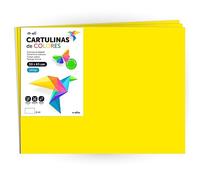 Cartulina de Colores, Cartulina Grande 50x65 cm de Colores Fluor, Cartulinas de Colores Fluor 180gr para Manualidades, Diseños Creativos y Proyectos de Arte · m-office (x250 hojas, amarillo fluor)