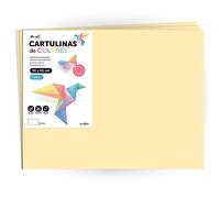 Cartulina de Colores, Cartulina Grande 50x65 cm de Colores Pastel, Cartulinas de Colores Pastel 180gr para Manualidades, Diseños Creativos y Proyectos de Arte · m-office (x10 hojas, crema)