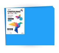 Cartulina de Colores, Cartulina Grande 50x65cm Colores Claros e Intensos, Cartulinas Colores 180gr para Manualidades, Diseños Creativos y Proyectos de Arte · m-office (x250 hojas, azul medio)