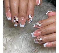 Carufin 24 Pz Camellia Perla Falso Chiodo Foglia Oro Acrilico Chiodi Falsi Artificiali per le Donne Ragazze (E)