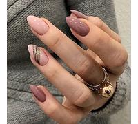 Carufin 24 PZ Scacchiera Stella Luna Nail Stickers Platinum Polvere Stelle Cristallo Falso Nail Stickers Stampa su unghie false Uso quotidiano Unghie Artificiali (G)