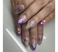 Carufin 24 Pz Spider Cuore Rosso Cranio Viso Chiodo Falso Medio Lungo Halloween Serpente e Scorpione Chiodi Falsi Stampa Su Chiodi Falsi (D)