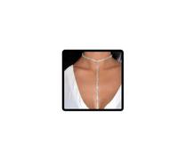Carufin Collana lunga a più file con catena da tennis in cristallo argento con strass, collana girocollo, gioielli per donne e ragazze (2 righe)