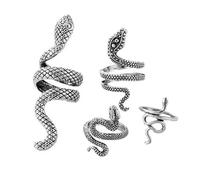 Carufin Vintage Snake Ring Set Animal Finger Joint Anelli Impilabili Knuckle Rings Gioielli per donne e ragazze (confezione da 4) (D'argento)