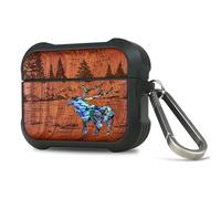 Carveit Case per AirPods Pro 3 2025 Gen Custodia, Unico Cover Incisione in legno e intarsio di cozze compatibile con AirPods Pro 3 Gen con titanio Moschettone (Rosea-Cervo della foresta)