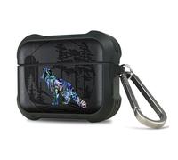 Carveit Case per AirPods Pro 3 2025 Gen Custodia, Unico Cover Incisione in legno e intarsio di cozze compatibile con AirPods Pro 3 Gen con titanio Moschettone (Legno nero-Volpe e boschi)