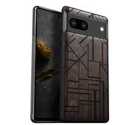 Carveit Cover Compatibile per Pixel 8 Custodia Naturale Legno Ultra Sottile e Morbido TPU Protettiva per Google Pixel 8 Case (Legno nero-Figura geometrica)