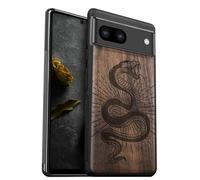 Carveit Cover Compatibile per Pixel 8a Custodia Naturale Legno Ultra Sottile e Morbido TPU Protettiva per Google Pixel 8a Case (Noce-Spirale della vipera)