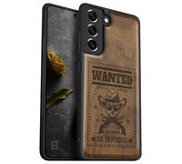 Carveit Cover Compatibile per Samsung S22 Plus Custodia Naturale Legno [Unico Estetico Lnciso a laser] Robusto Antiurto TPU per Galaxy S22 Plus 5G Case (Noce-Teschio Fuorilegge Ricercato)