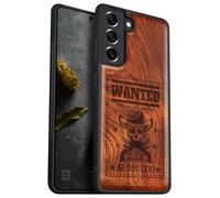Carveit Cover Compatibile per Samsung S22 Plus Custodia Naturale Legno [Unico Estetico Lnciso a laser] Robusto Antiurto TPU per Galaxy S22 Plus 5G Case (Rosea-Teschio Fuorilegge Ricercato)