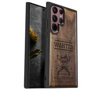 Carveit Cover Compatibile per Samsung S22 Ultra Custodia Naturale Legno [Unico Estetico Lnciso a laser] Robusto Antiurto TPU per Galaxy S22 Ultra 5G Case (Noce-Teschio Fuorilegge Ricercato)