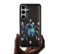 Carveit Cover Compatibile per Samsung S25 Plus Custodia Naturale Legno [Incisione in legno e intarsio di cozze] Antiurto TPU per Galaxy S25 Plus Case (Legno nero-Ragno tra le rune mistiche)