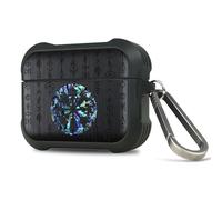 Carveit Custodia Compatibile con AirPods Pro 3 2025 Cover, Premium protettiva antiurto, Incisione in legno e intarsio di cozze, con titanio Moschettone (Legno nero-Echoes of Viking Lore)