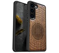Carveit Custodia Compatibile con Galaxy S23 Cover Legno con TPU Silicone Hybrid Case per Samsung S23 Bumper Anti Urto Protezione (Noce-The Vegvissir of Viking)