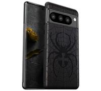 Carveit Custodia Compatibile con Google Pixel 8 Pro Case Antiurto con Protezione in Legno Cover per Pixel 8 Pro Custodia Paraurti Robusto TPU (Legno nero-Dominio di Ragnatele)