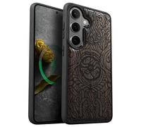 Carveit Custodia Compatibile Magsafe per Galaxy S26 Case, Legno Cover avec Magnetico per Samsung S26 Custodia Paraurti Robusto TPU (Legno nero-Lettere Futhark)