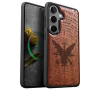 Carveit Custodia Compatibile Magsafe per Galaxy S26 Plus Case, Legno Cover avec Magnetico per Samsung S26 Plus Custodia Paraurti Robusto TPU (Rosea-Crow Mistico con Simboli Esoterici)