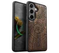 Carveit Custodia Compatibile Magsafe per Galaxy S26 Plus Case, Legno Cover avec Magnetico per Samsung S26 Plus Custodia Paraurti Robusto TPU (Noce-Lettere Futhark)