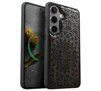 Carveit Custodia Compatibile Magsafe per Galaxy S26 Plus Case, Legno Cover avec Magnetico per Samsung S26 Plus Custodia Paraurti Robusto TPU (Legno nero-Maori Moko Mandala)