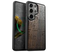 Carveit Custodia Compatibile Magsafe per Galaxy S26 Ultra Case, Legno Cover avec Magnetico per Samsung S26 Ultra Custodia Paraurti Robusto TPU (Legno nero-Pergamena del Mistero)