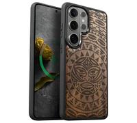 Carveit Custodia Compatibile Magsafe per Galaxy S26 Ultra Case, Legno Cover avec Magnetico per Samsung S26 Ultra Custodia Paraurti Robusto TPU (Noce-Maori Moko Mandala)