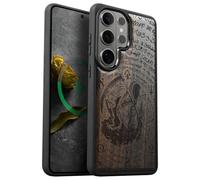 Carveit Custodia Compatibile Magsafe per Galaxy S26 Ultra Case, Legno Cover avec Magnetico per Samsung S26 Ultra Custodia Paraurti Robusto TPU (Legno nero-Il Senso Muth di Scolpiti)