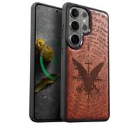 Carveit Custodia Compatibile Magsafe per Galaxy S26 Ultra Case, Legno Cover avec Magnetico per Samsung S26 Ultra Custodia Paraurti Robusto TPU (Rosea-Crow Mistico con Simboli Esoterici)